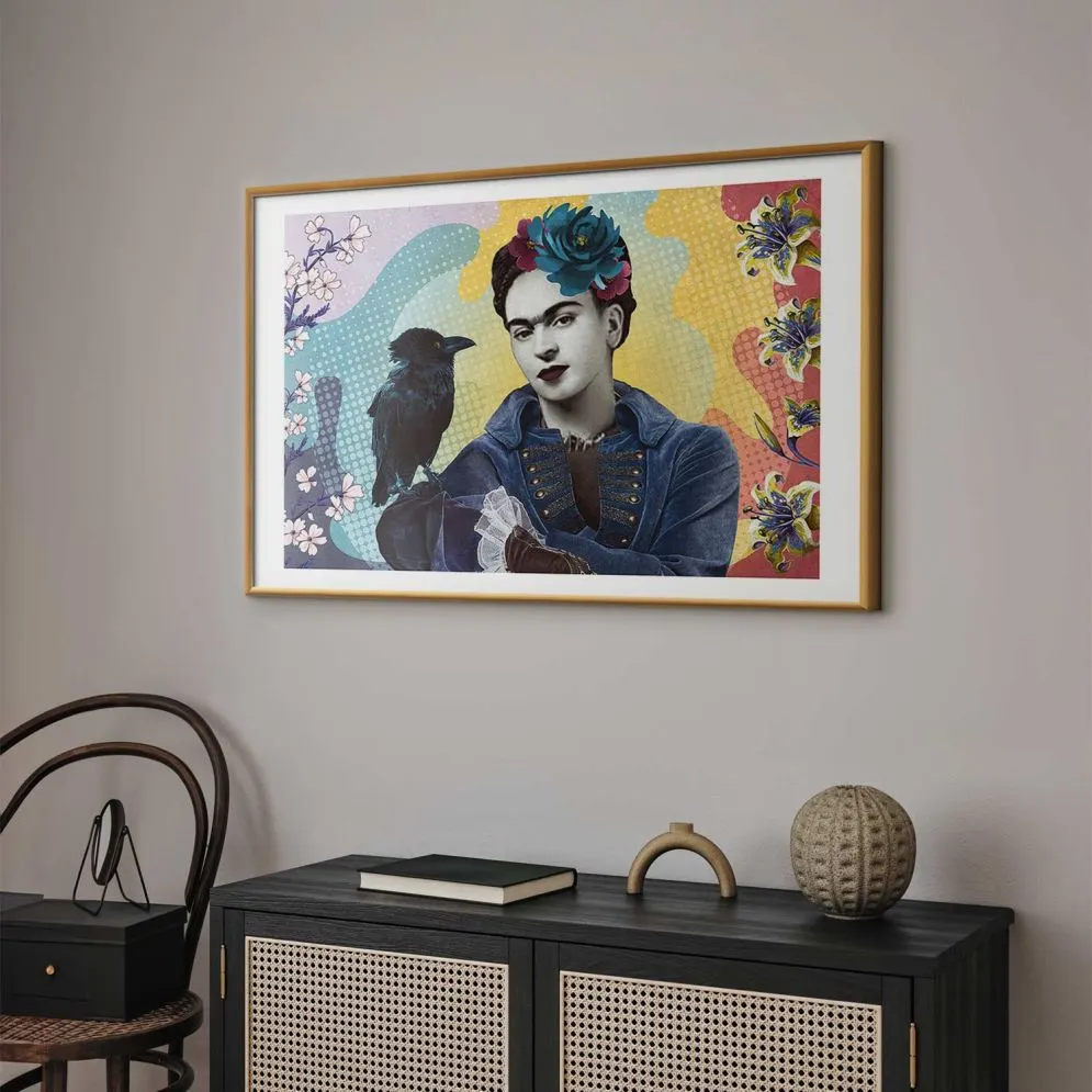 Plakat Totemiczna Frida 90x60 cm z ramą złotą z marginesem | MIRAT.