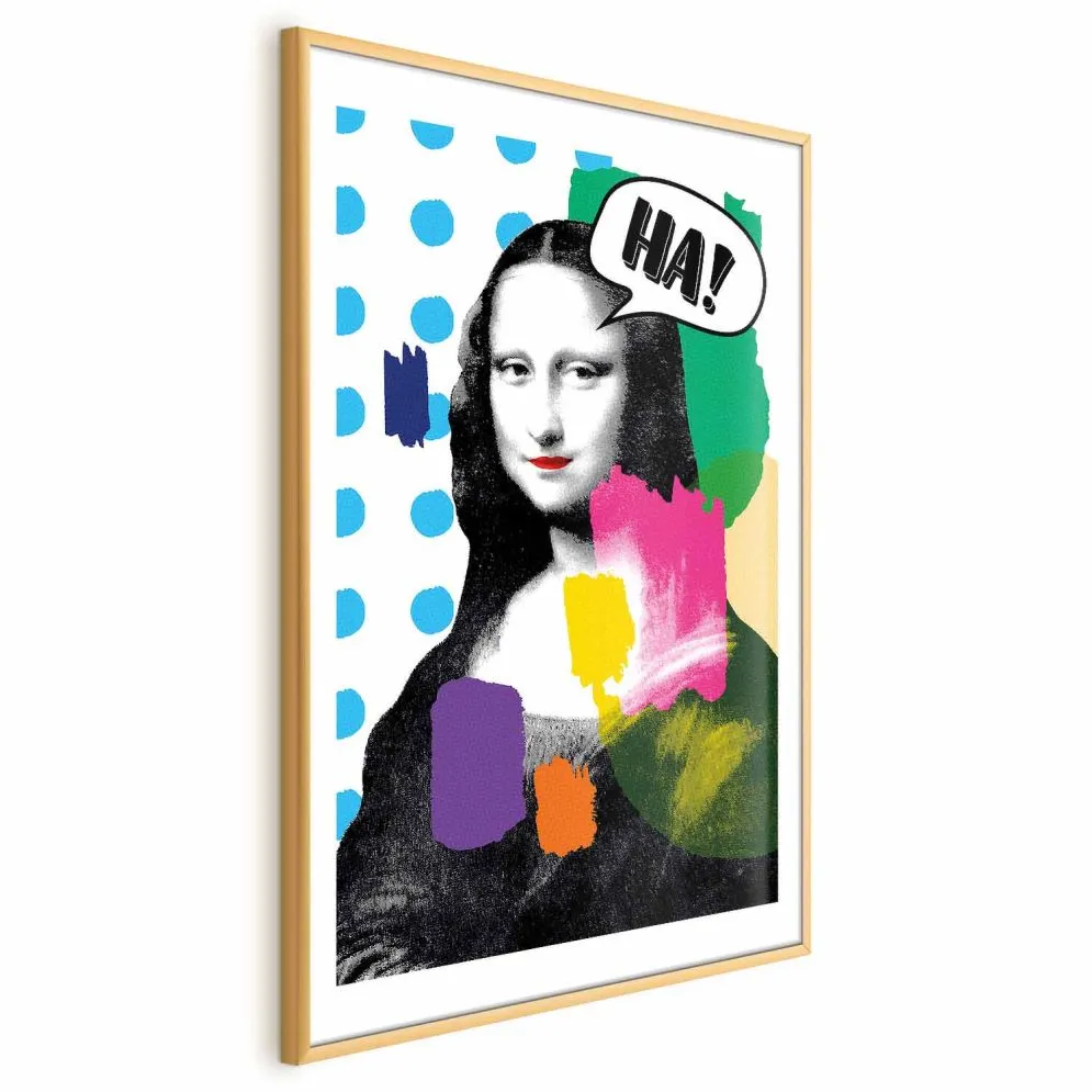 Plakat Mona Lisa Pop-art 21x30 cm z ramą złotą z marginesem | MIRAT.