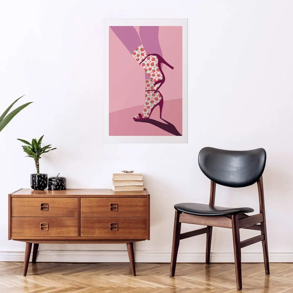 Plakat Skarpetki w truskawki 21x30 cm bez ramy z marginesem | MIRAT.