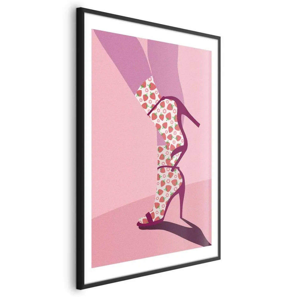 Plakat Skarpetki w truskawki 29,7x42 cm z ramą czarną z marginesem | MIRAT.