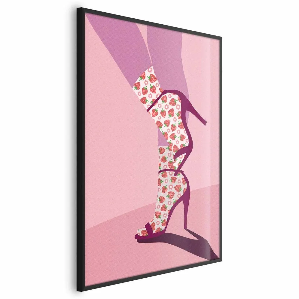 Plakat Skarpetki w truskawki 21x30 cm z ramą czarną bez marginesu | MIRAT.