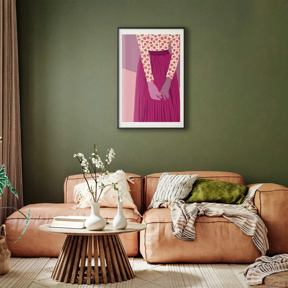 Plakat Truskawkowa pani 21x30 cm z ramą czarną z marginesem | MIRAT.