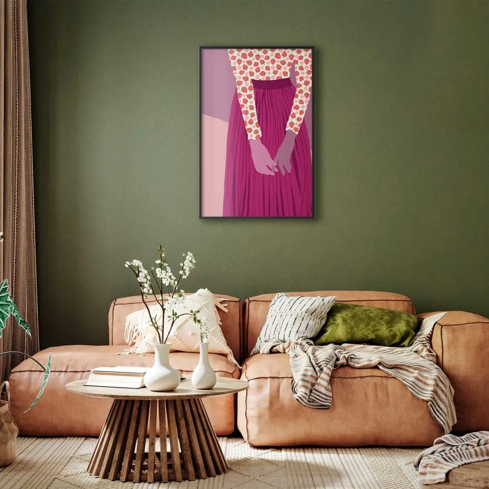Plakat Truskawkowa pani 21x30 cm z ramą czarną bez marginesu | MIRAT.