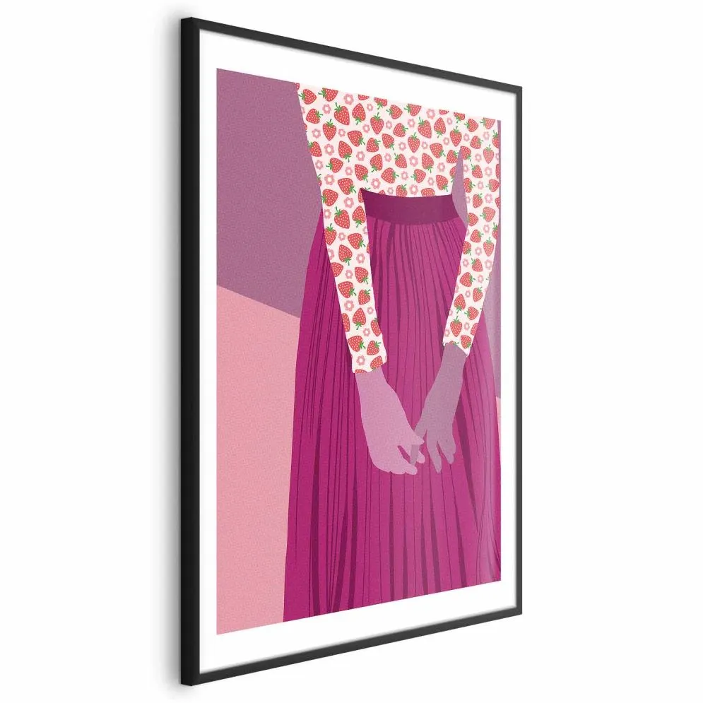 Plakat Truskawkowa pani 21x30 cm z ramą czarną z marginesem | MIRAT.