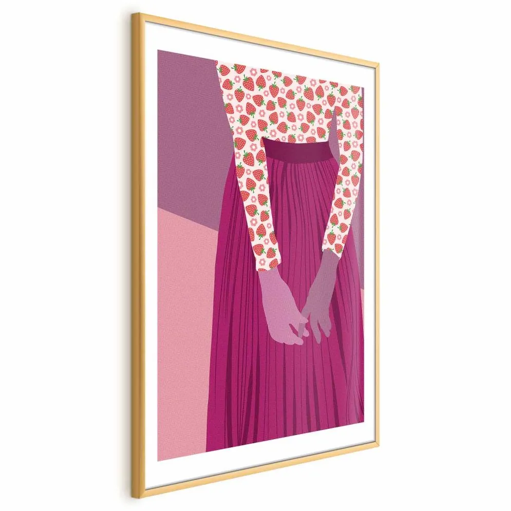 Plakat Truskawkowa pani 29,7x42 cm z ramą złotą z marginesem | MIRAT.