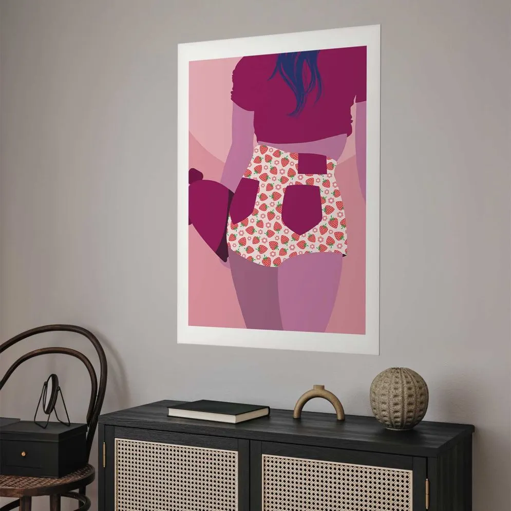 Plakat Spodenki w truskawki 21x30 cm bez ramy z marginesem | MIRAT.