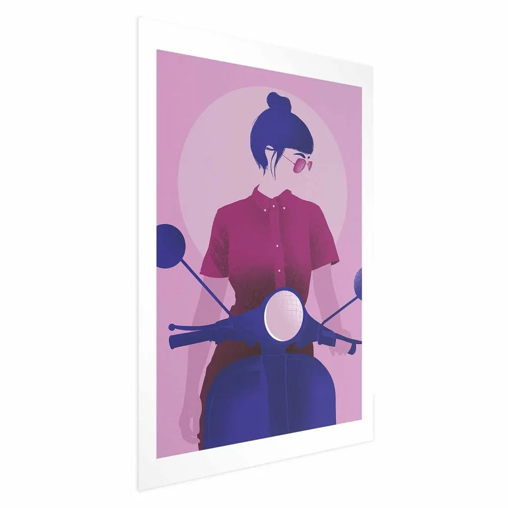 Plakat Kobieta na skuterze 29,7x42 cm bez ramy z marginesem | MIRAT.