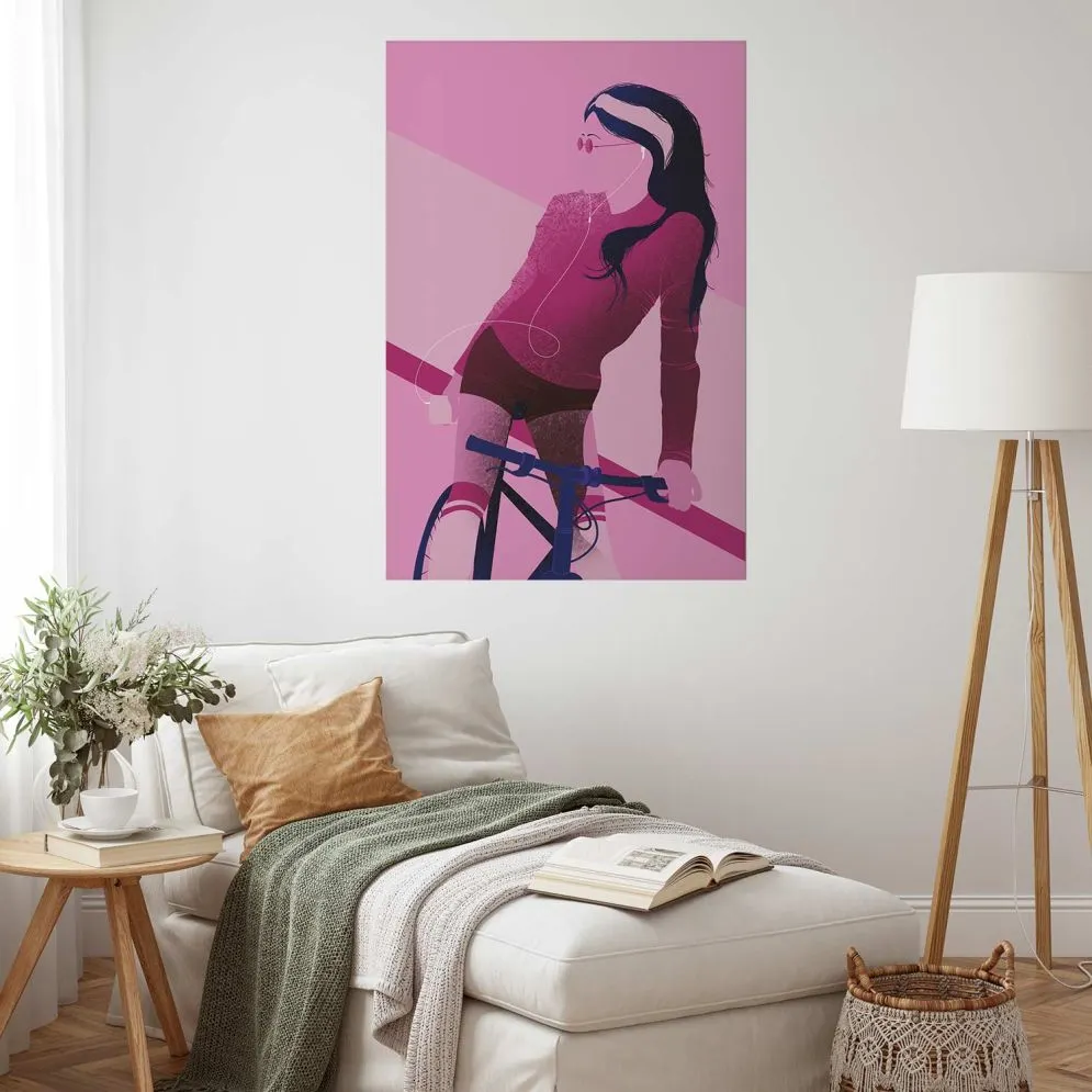 Plakat Kobieta na rowerze 60x90 cm bez ramy bez marginesu | MIRAT.