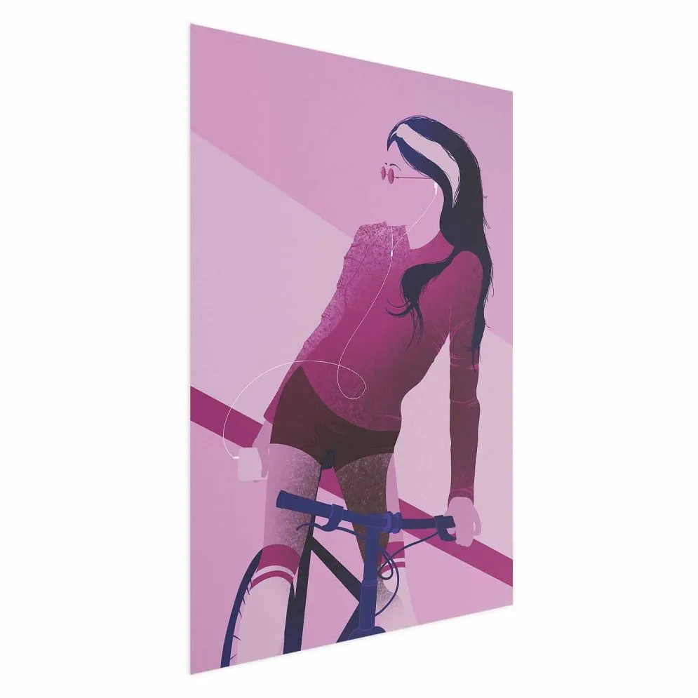 Plakat Kobieta na rowerze 60x90 cm bez ramy bez marginesu | MIRAT.