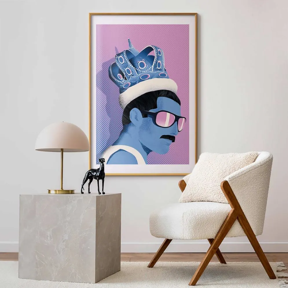 Plakat Freddie 21x30 cm z ramą złotą z marginesem | MIRAT.