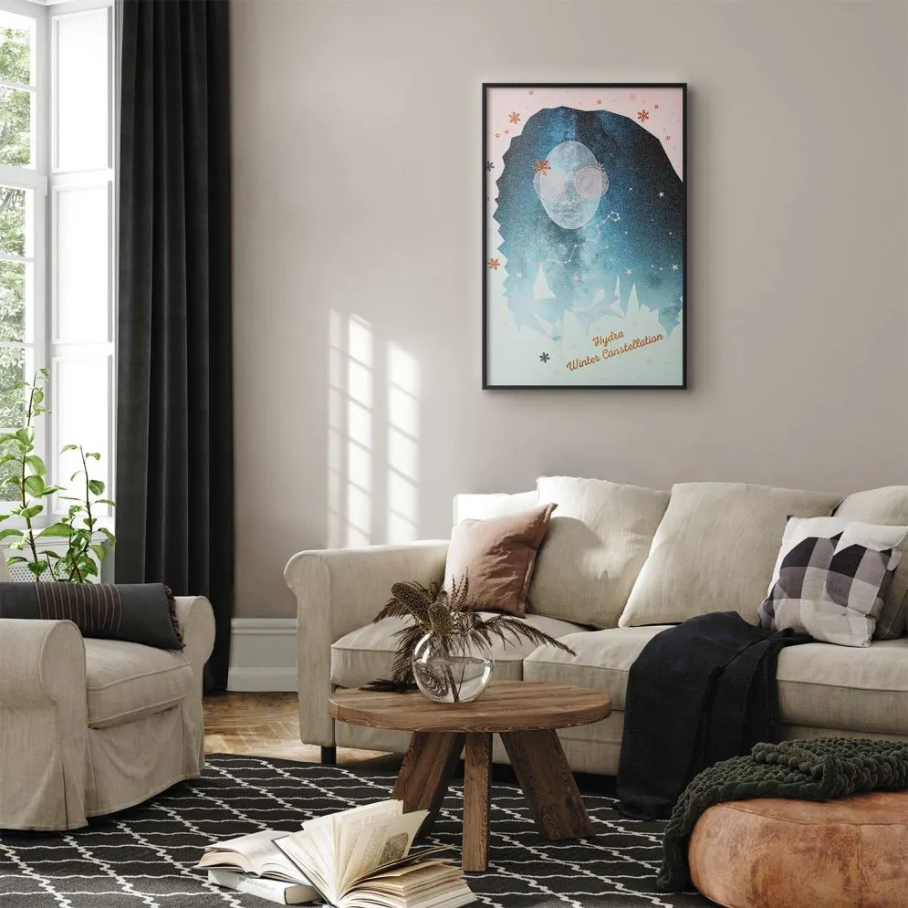 Plakat Winter Constellation 60x90 cm z ramą czarną bez marginesu | MIRAT.