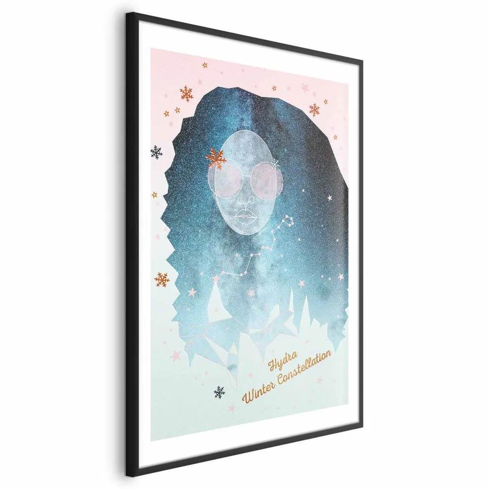 Plakat Winter Constellation 21x30 cm z ramą czarną z marginesem | MIRAT.