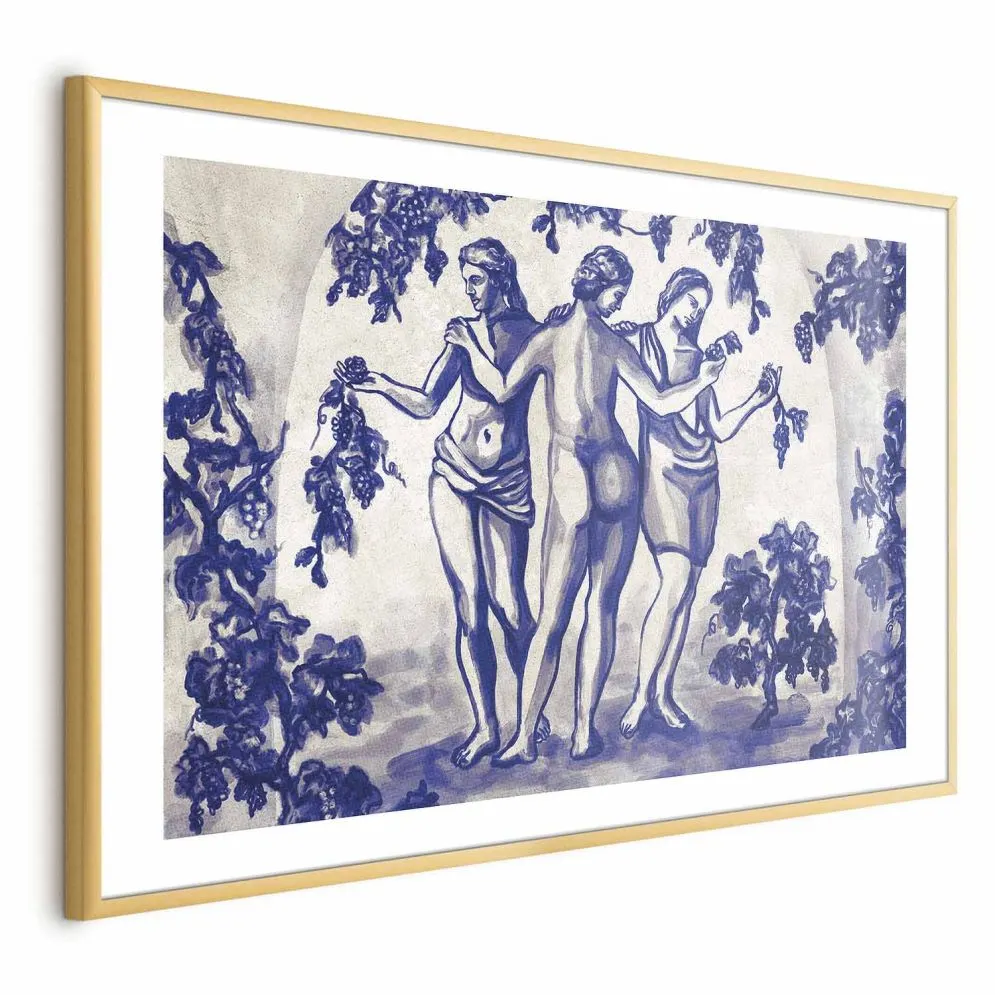 Plakat Antyczna winnica 90x60cm z ramą złotą z marginesem | MIRAT.  kolekcja h-A-10113-ao-a