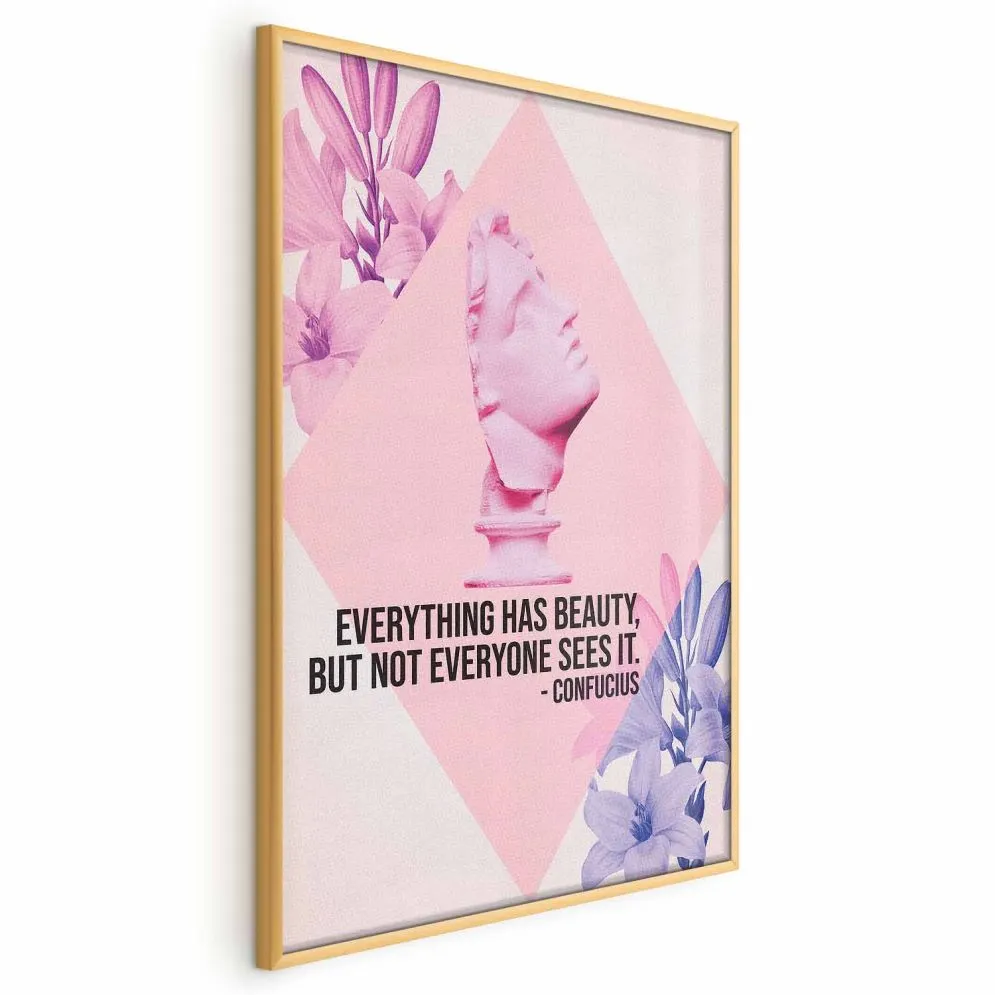 Plakat Konfucjusz o Pięknie 29,7x42 cm z ramą złotą bez marginesu | MIRAT.