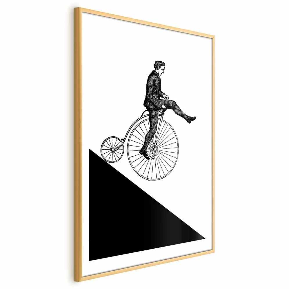 Plakat Cyklista 29,7x42 cm z ramą złotą z marginesem | MIRAT.