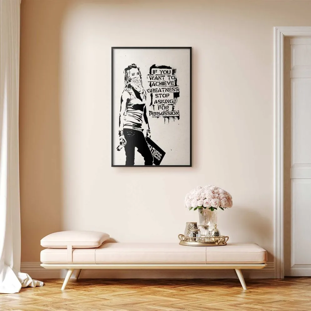 Plakat Dziewczyna z graffiti 60x90 cm z ramą czarną bez marginesu | MIRAT.