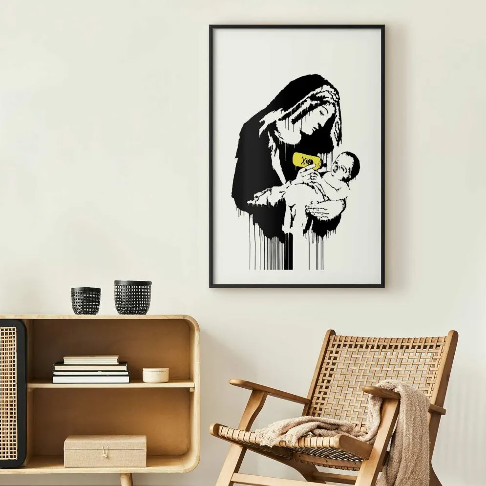 Plakat Karmiąca matka 40x60 cm z ramą czarną z marginesem | MIRAT.