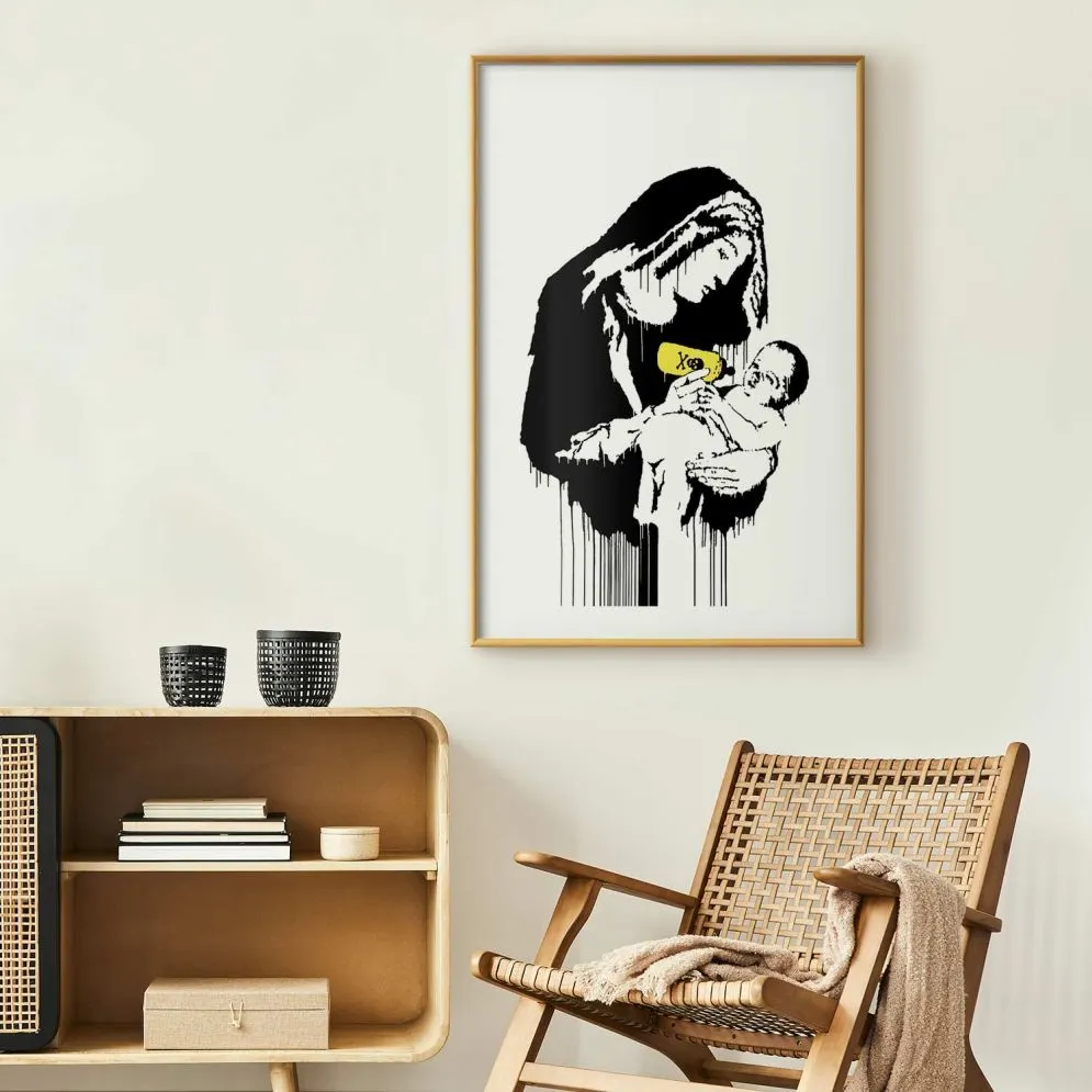 Plakat Karmiąca matka 29,7x42 cm z ramą złotą z marginesem | MIRAT.