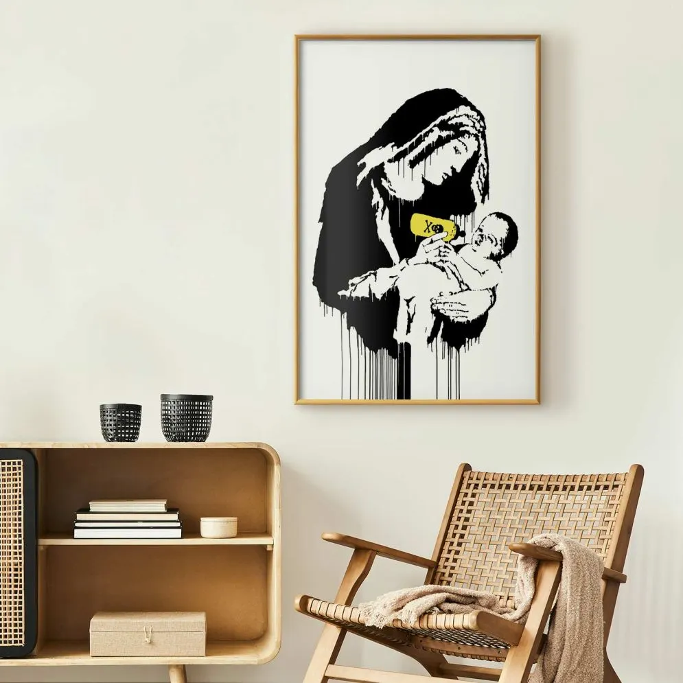 Plakat Karmiąca matka 60x90 cm z ramą złotą bez marginesu | MIRAT.