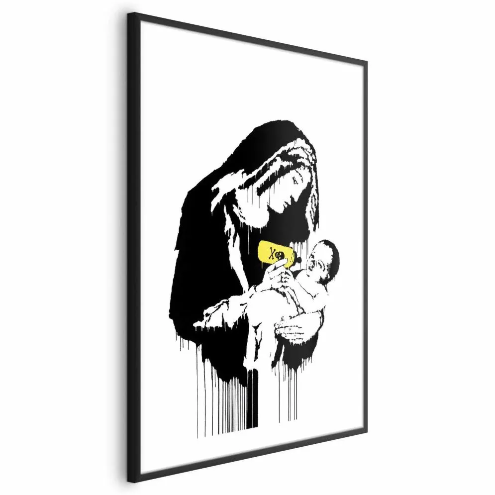 Plakat Karmiąca matka 40x60 cm z ramą czarną z marginesem | MIRAT.