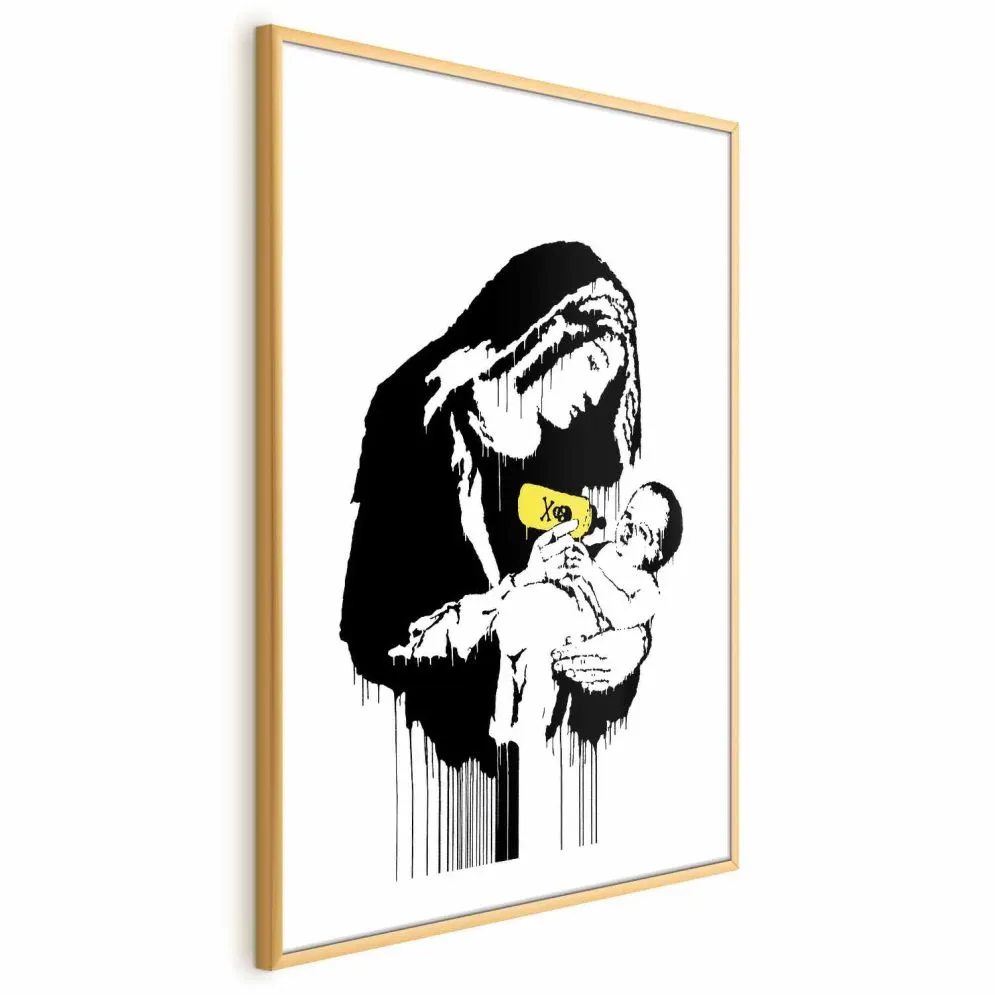 Plakat Karmiąca matka 29,7x42 cm z ramą złotą z marginesem | MIRAT.