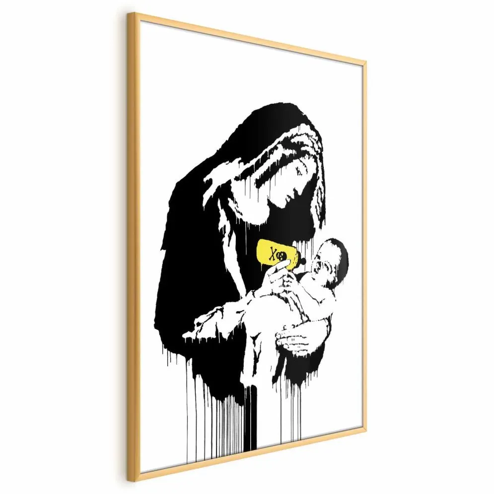 Plakat Karmiąca matka 60x90 cm z ramą złotą bez marginesu | MIRAT.