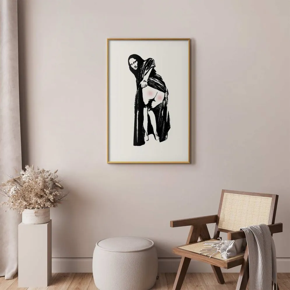Plakat Bolesne siedzenie 29,7x42 cm z ramą złotą z marginesem | MIRAT.