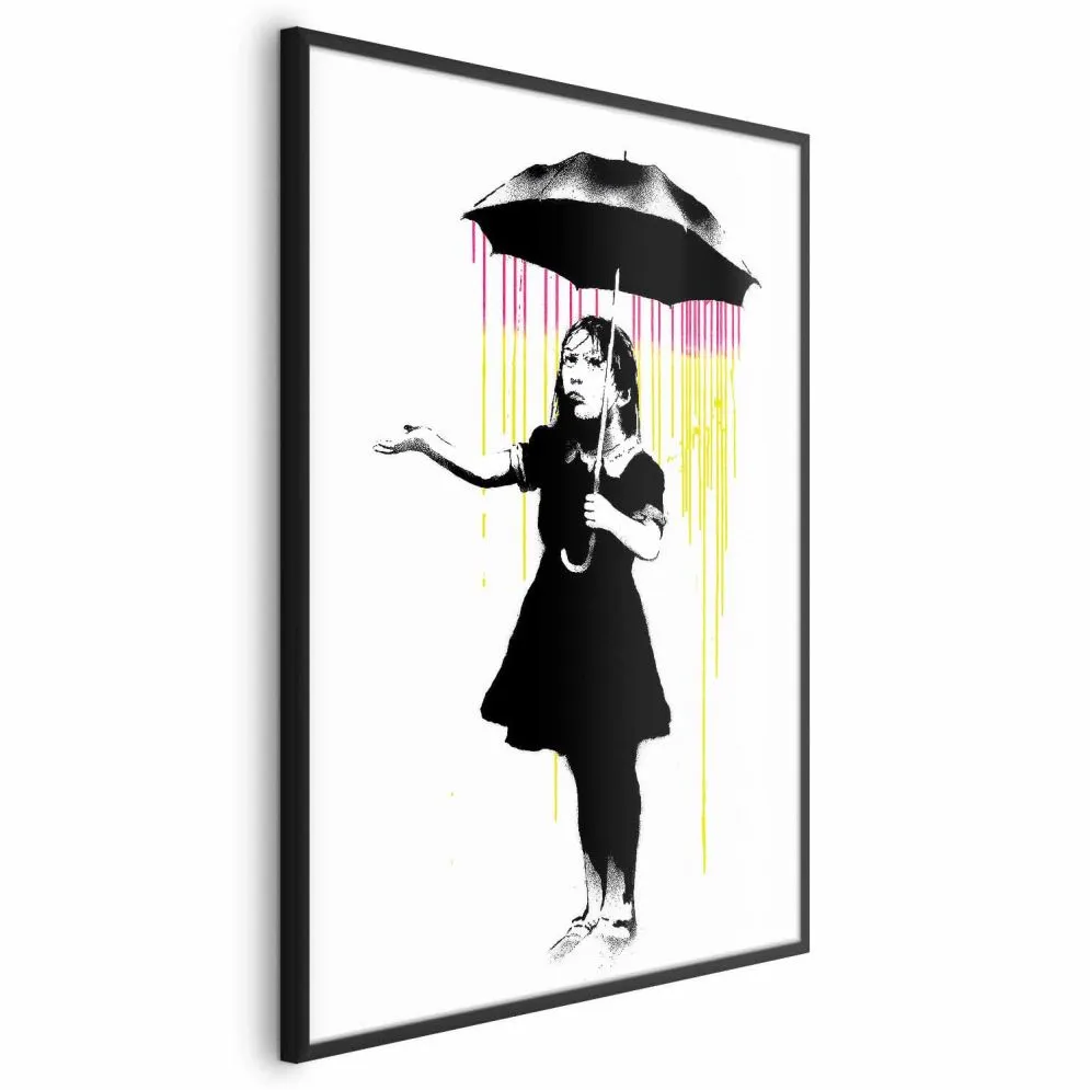 Plakat Dziewczynka z parasolką 60x90 cm z ramą czarną bez marginesu | MIRAT.