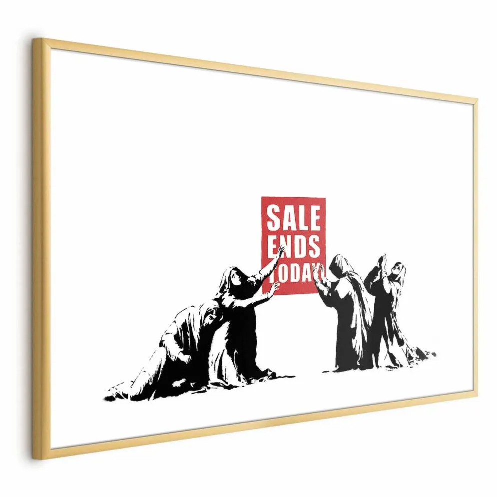 Plakat Wyprzedaż 30x21 cm z ramą złotą z marginesem | MIRAT.