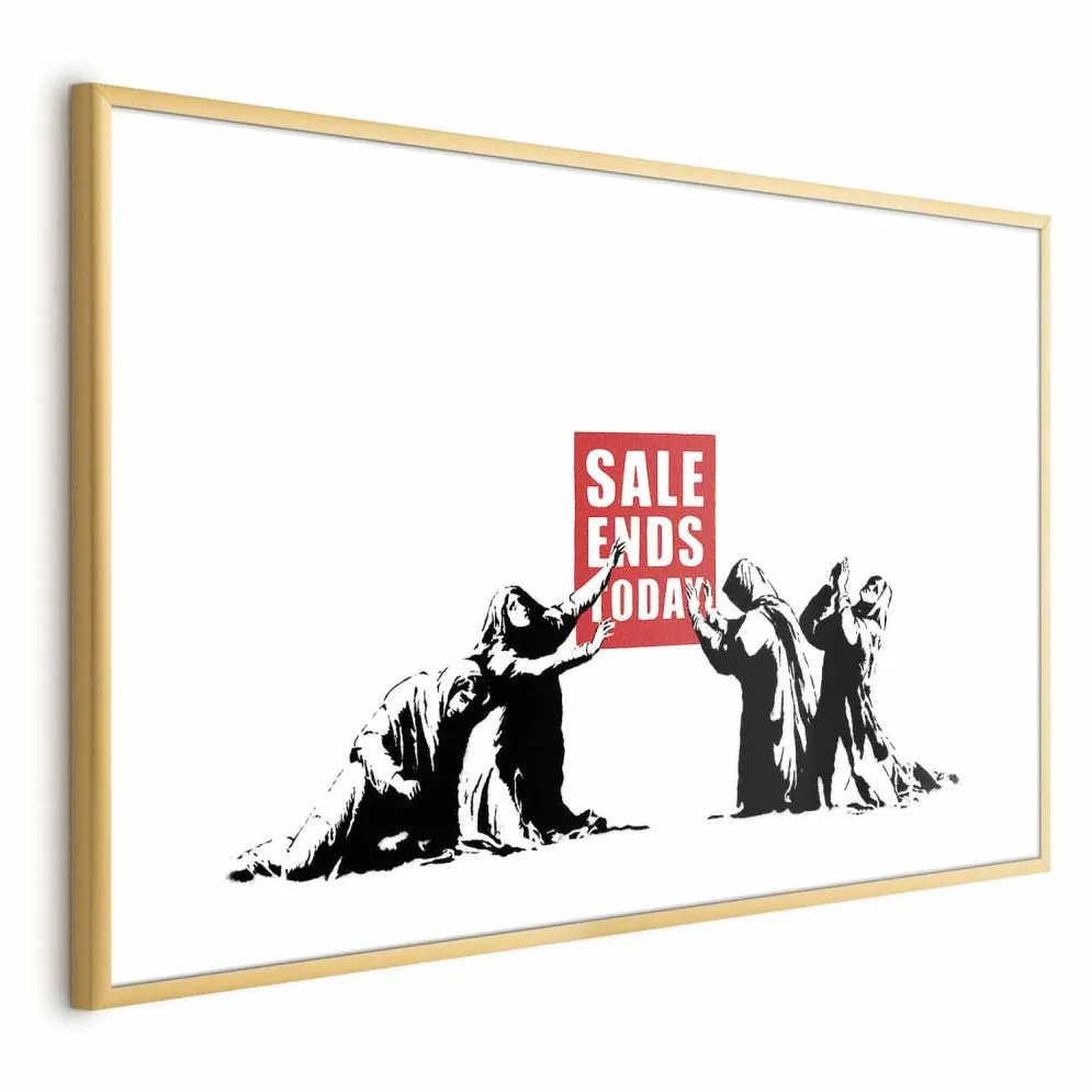 Plakat Wyprzedaż 90x60 cm z ramą złotą z marginesem | MIRAT.
