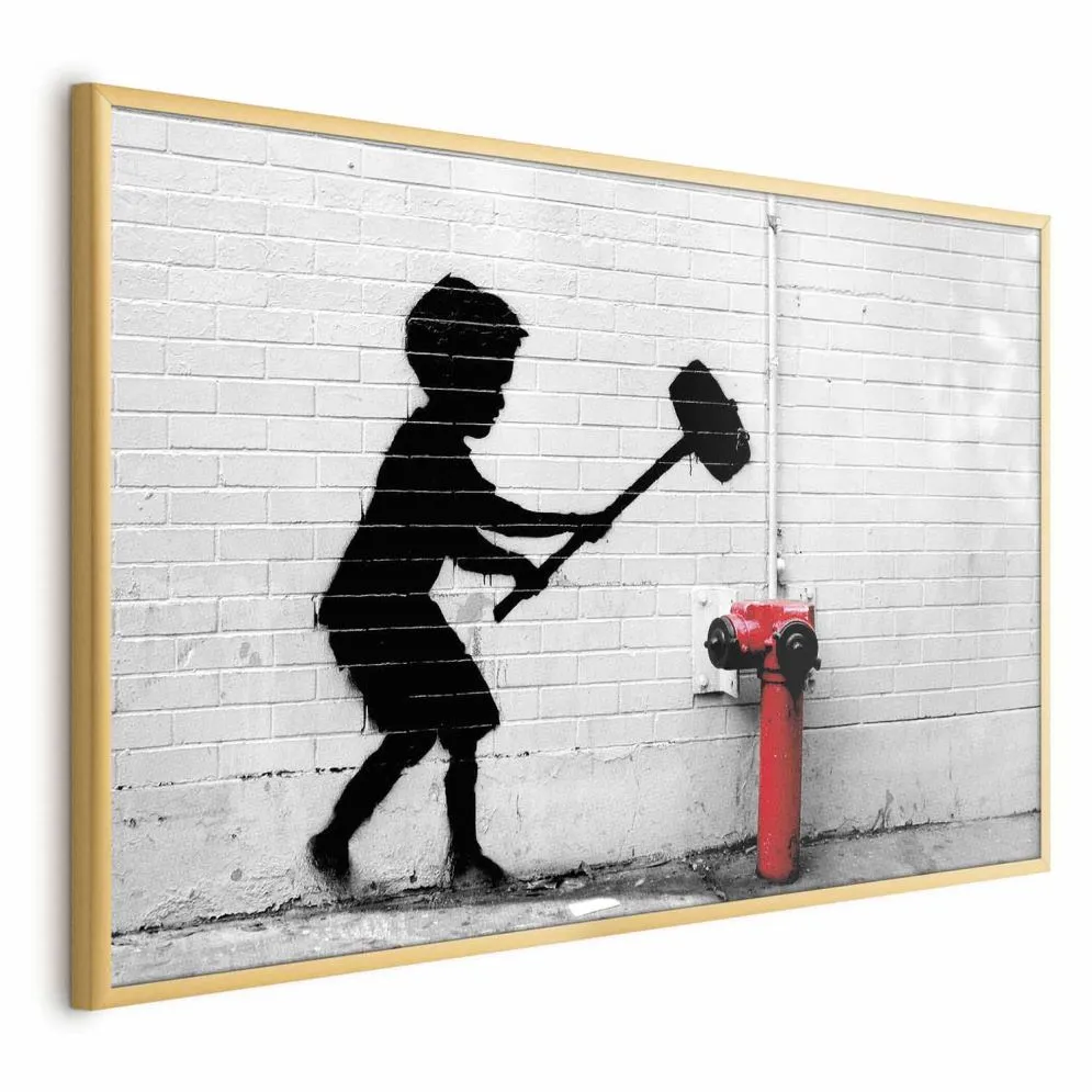 Plakat Zniszczyć hydrant 42x29,7 cm z ramą złotą bez marginesu | MIRAT.