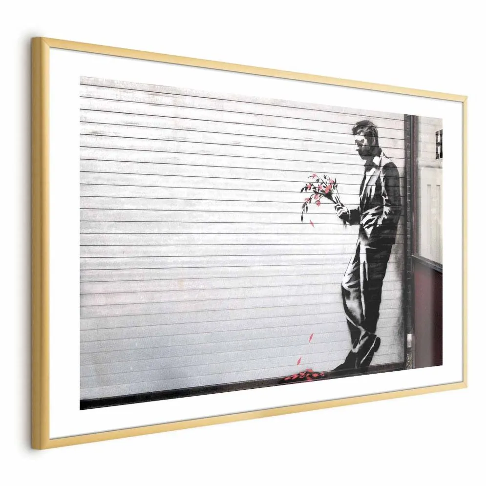 Plakat Zakochany 90x60 cm z ramą złotą z marginesem | MIRAT.