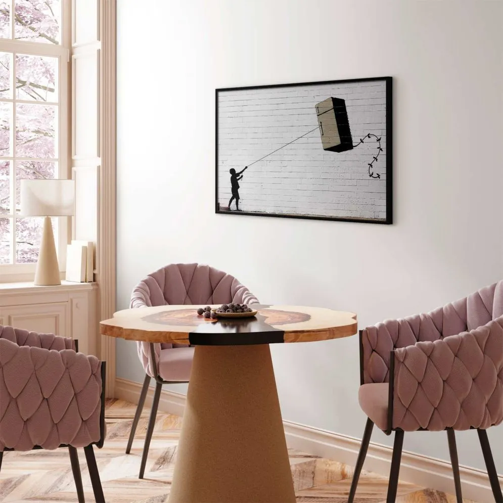Plakat Latająca lodówka 30x21 cm z ramą czarną bez marginesu | MIRAT.