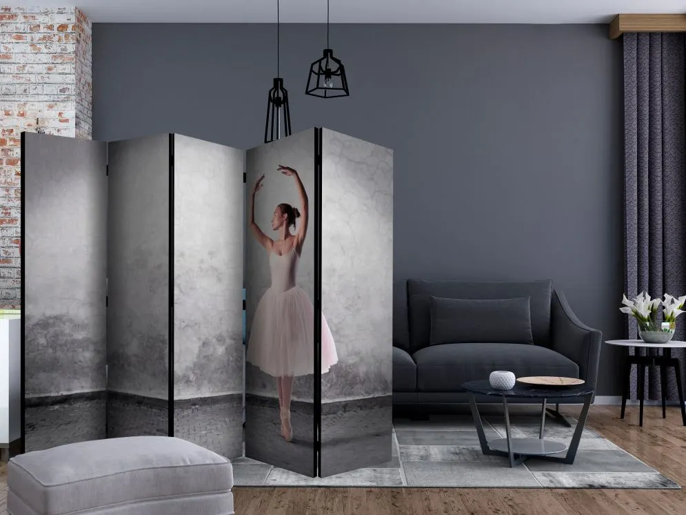 Parawan jednostronny Ludzie 225x172 cm 5-częściowy szary | MIRAT.