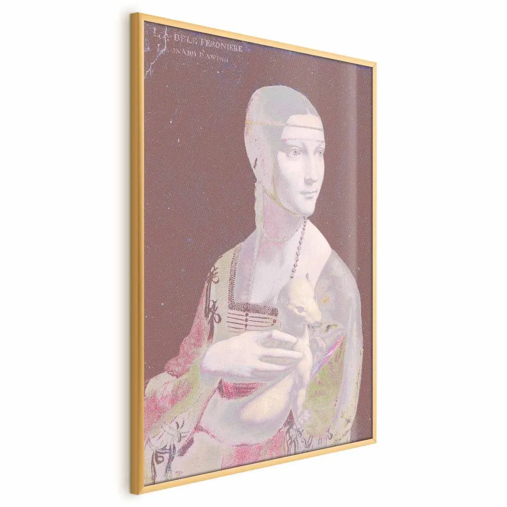 Plakat Pastelowa dama 29,7x42 cm z ramą złotą bez marginesu | MIRAT.