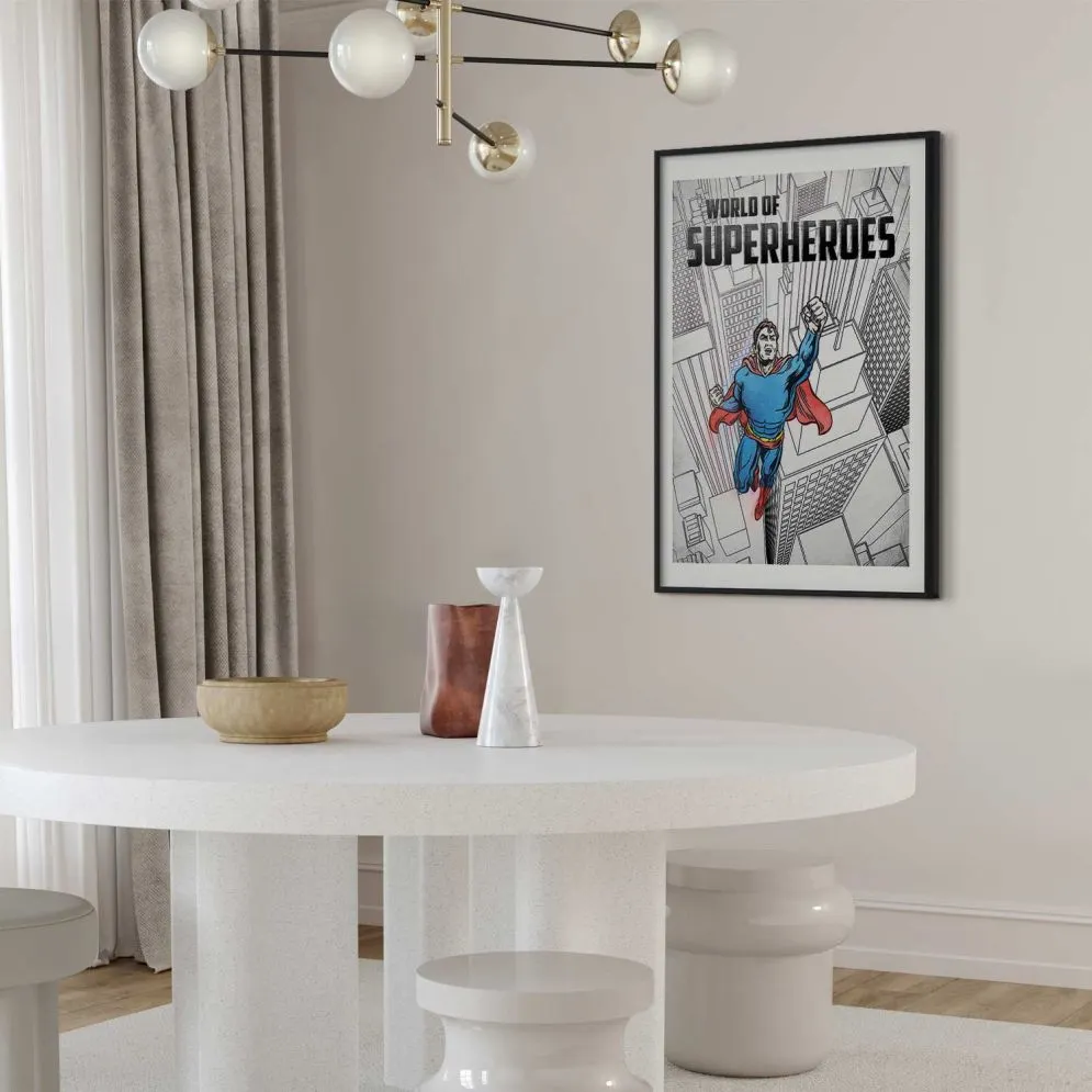Plakat Superheroes 21x30 cm z ramą czarną z marginesem | MIRAT.