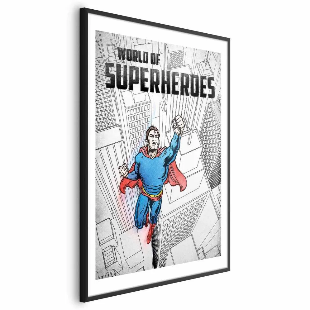 Plakat Superheroes 21x30 cm z ramą czarną z marginesem | MIRAT.
