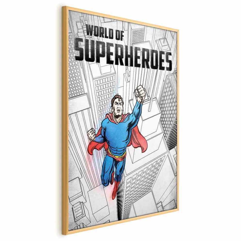 Plakat Superheroes 60x90 cm z ramą złotą bez marginesu | MIRAT.
