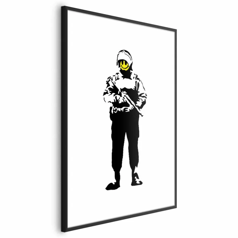 Plakat Uśmiechnięty policjant 29,7x42 cm z ramą czarną z marginesem | MIRAT.