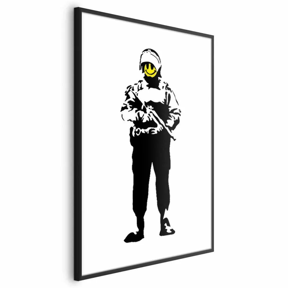 Plakat Uśmiechnięty policjant 60x90 cm z ramą czarną bez marginesu | MIRAT.