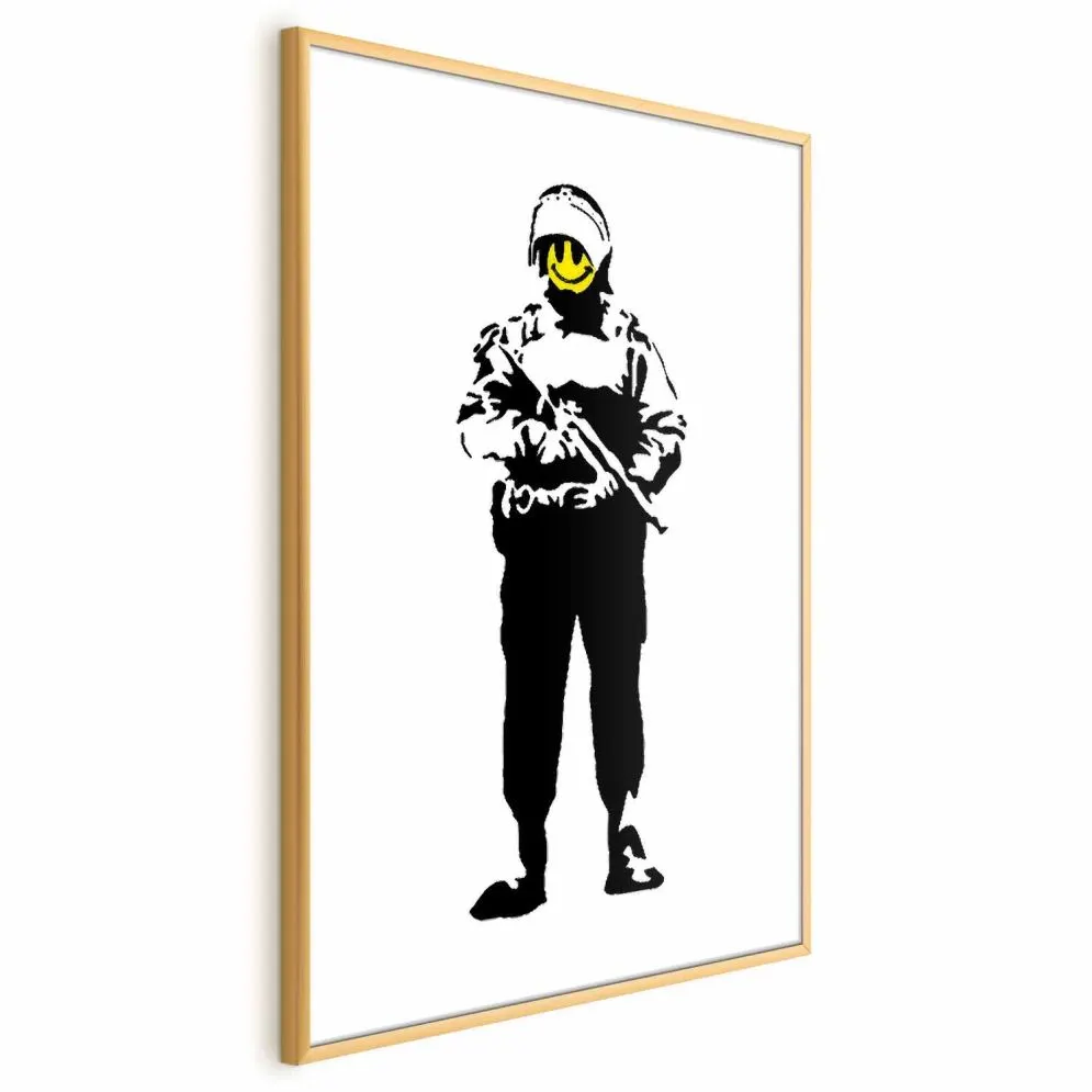 Plakat Uśmiechnięty policjant 60x90 cm z ramą złotą bez marginesu | MIRAT.