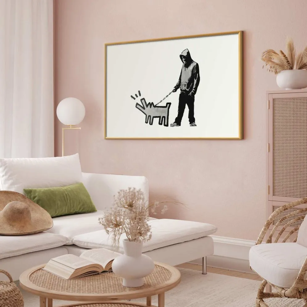 Plakat Dog Art 42x29,7 cm z ramą złotą z marginesem | MIRAT.