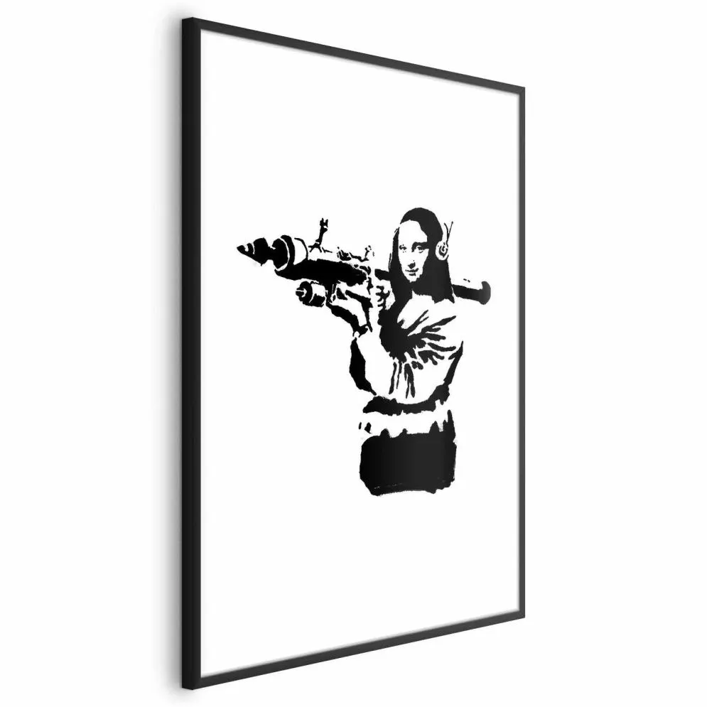 Plakat Banksy Mona Lisa 29,7x42cm z ramą czarną z marginesem | MIRAT.
