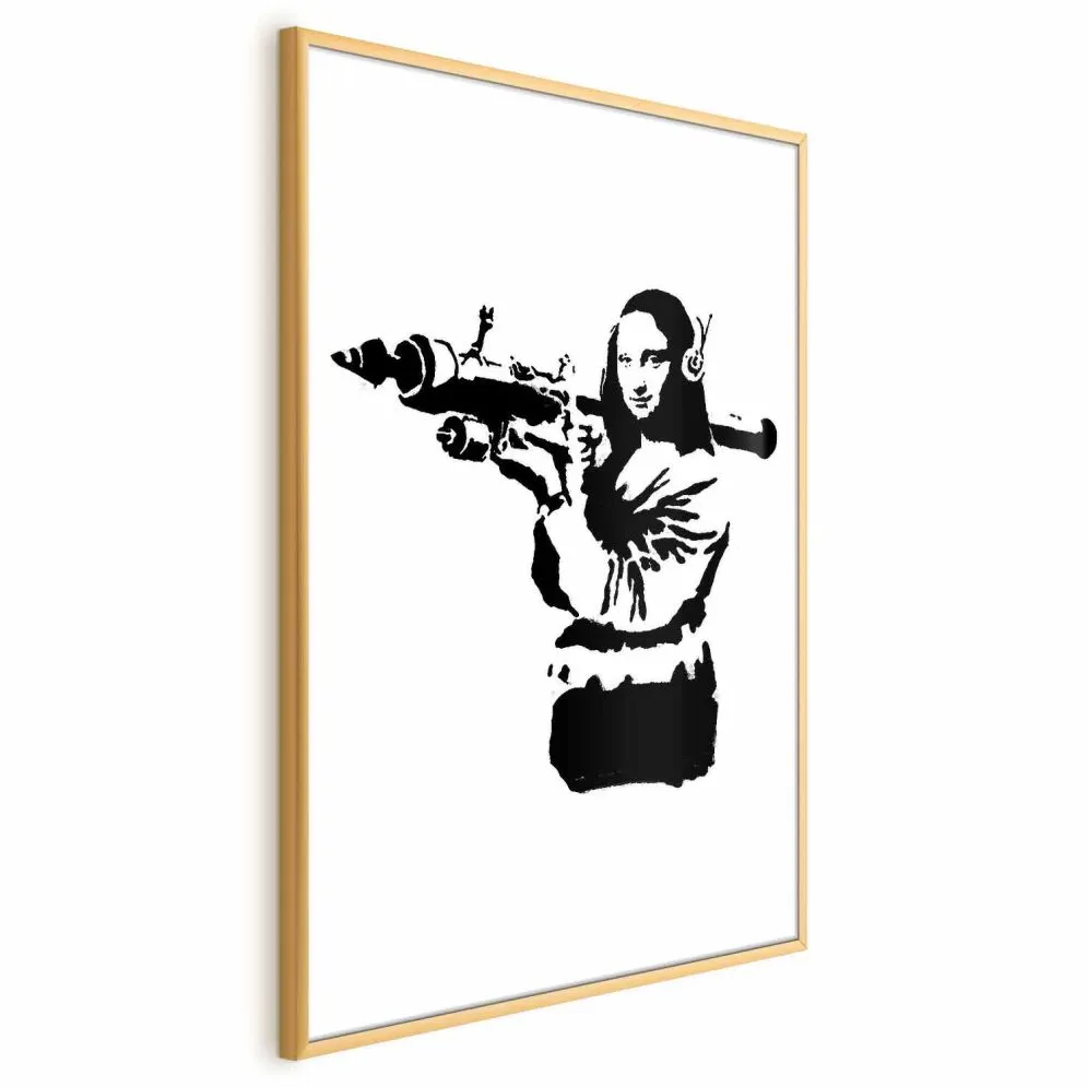 Plakat Banksy Mona Lisa 29,7x42cm z ramą złotą bez marginesu | MIRAT.