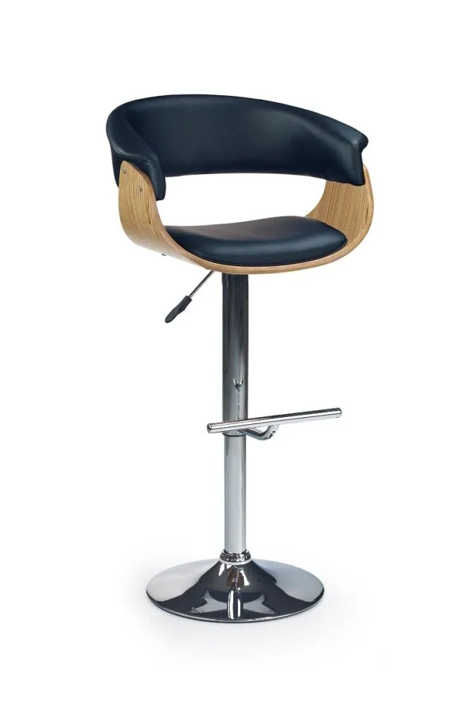 Hoker H-45 czarny ekoskórzany dębowy z oparciem | MIRAT. styl LOFT