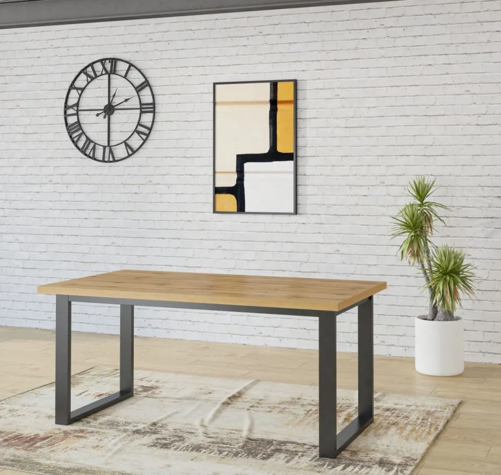 Stół rozkładany HALLE 170(220)x90 dąb wotan/czarny do jadalni I sklep meblowy MIRAT. styl LOFT