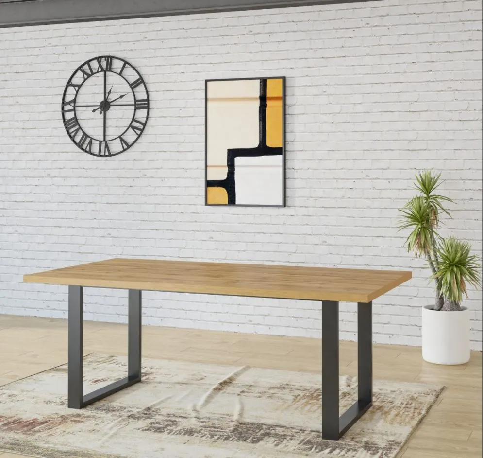 Stół HALLE 200x100 dąb wotan/czarny na metalowych nogach I sklep meblowy MIRAT. styl LOFT