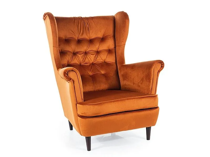 Fotel uszak HARRY VELVET cynamonowy do salonu | MIRAT. styl GLAMOUR, VINTAGE