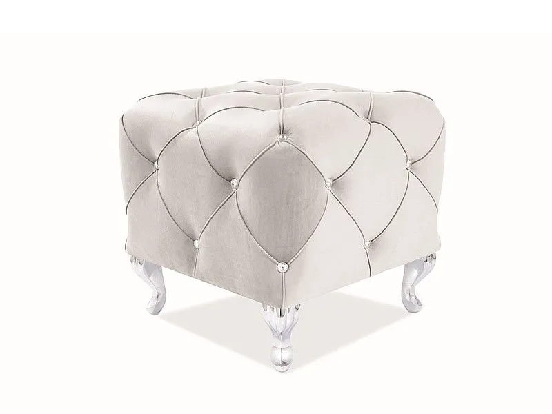 Pufa HESTIA K VELVET jasnoszara pikowana | MIRAT. styl GLAMOUR