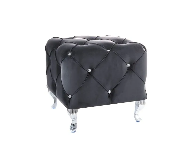 Pufa HESTIA K VELVET czarna tapicerowana aksamitem | MIRAT. w stylu GLAMOUR kolekcja